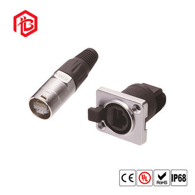 IP68 Waterproof 8-Pin RJ45 Ethernet Jack Panel Mount Connector with Copper Contacts Nylon Housing for RF FPC Solar Power Systems
